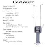 yieryi professional Moisture tester Meter LCD digital TK100 wood fibre,chemical raw material, Hay,Straw, Bran fibre materials Measuring Range 0-80%