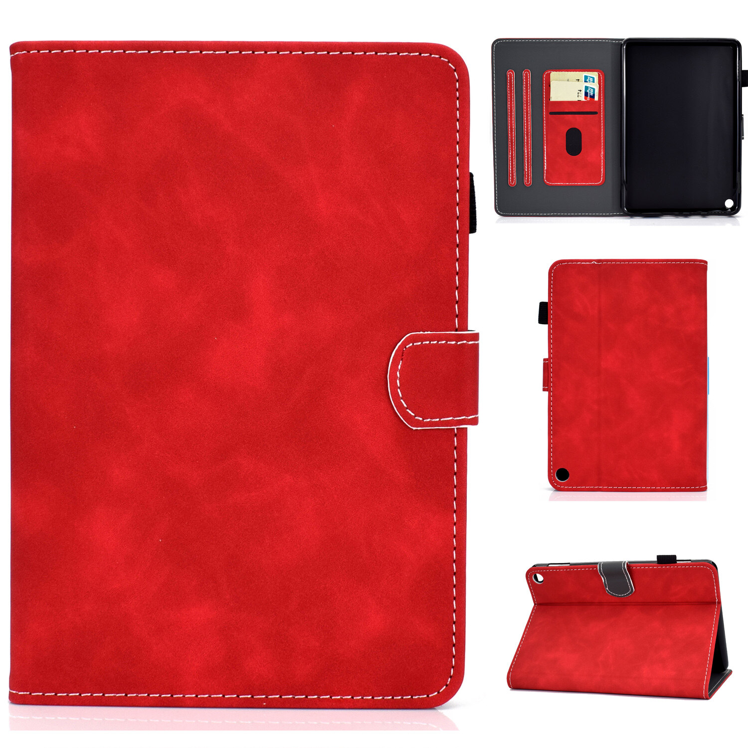 Flip Cover for 2020 Amazon Kindle Fire HD8 Casing HD8 Plus Business Solid Color Soft TPU Case with Card Slot Stand