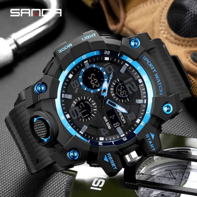 Top Luxury Brand SANDA Men's Watch Men Sport Quartz Watches Multifunction Shock Digital Military Watches Male Analog LED Clock