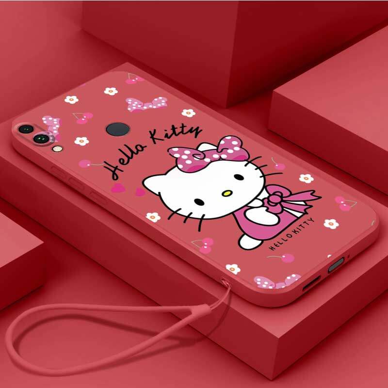 Casing Redmi Note 7 Redmi Note 7 Pro Redmi Note 6 Redmi Note 6 Pro phone case Soft Liquid Silicone Protector Smooth shockproof Bumper Cover Cute Hello Kitty Phone Case Phone Case With lanyard