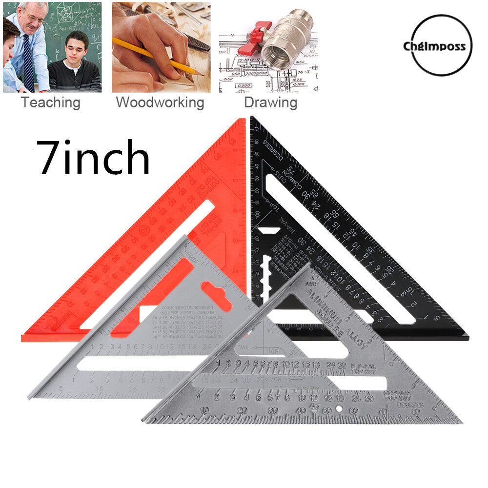 ChgImposs 7 Inch Aluminium Alloy Triangle Square Rafter Ruler Right Angle Measure Ruler for Industrial Measurement