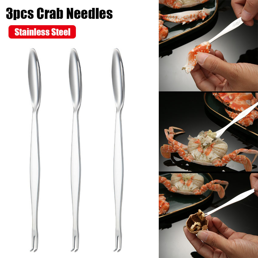 3pcs Crab Needle，Stainless Steel Seafood Tools Seafood Forks Crab Forks Fruit Forks Seafood Picks