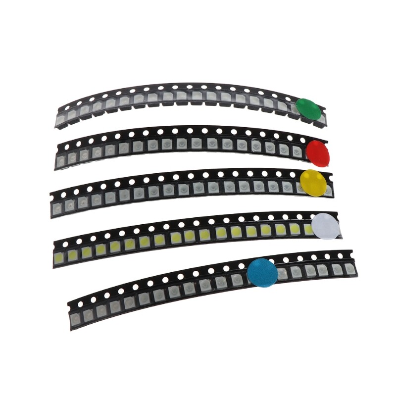 100 pcs 5 colors smd 3528 1210 led light red green blue yellow white assotment kit