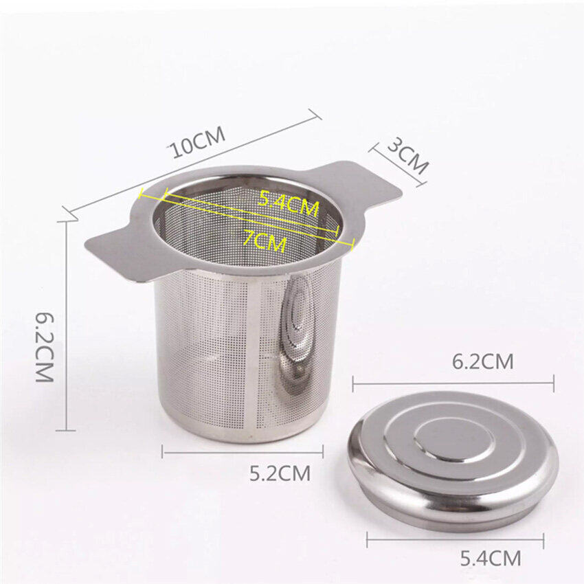 Thép không gỉ lưới trà Infuser kim loại cup strainer bộ lọc lá lỏng lẻo W/Công cụ nắp