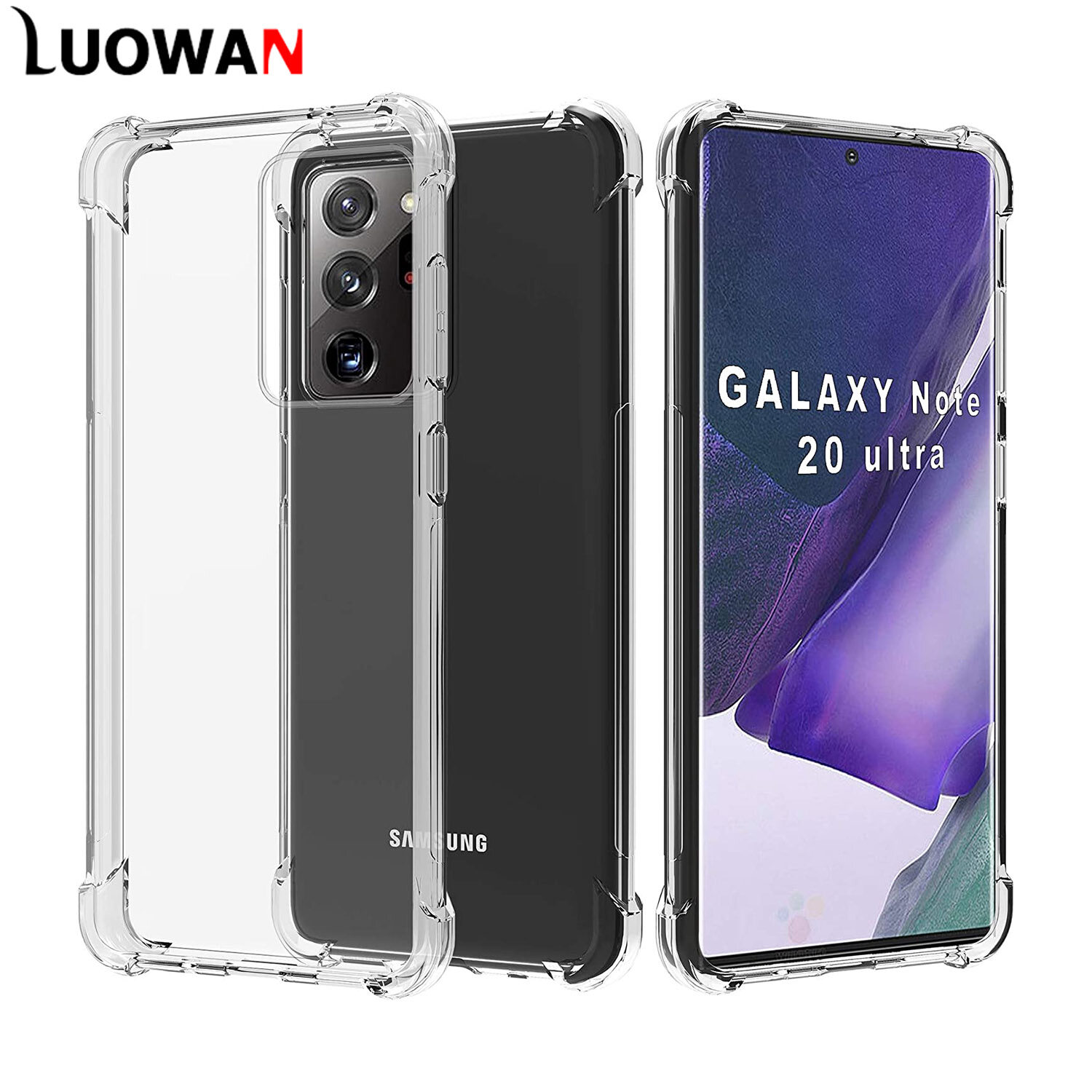 LUOWAN For Samsung Galaxy Note 20 Ultra Note 20 Case Shockproof Transparent Silicon TPU Bumper Cover