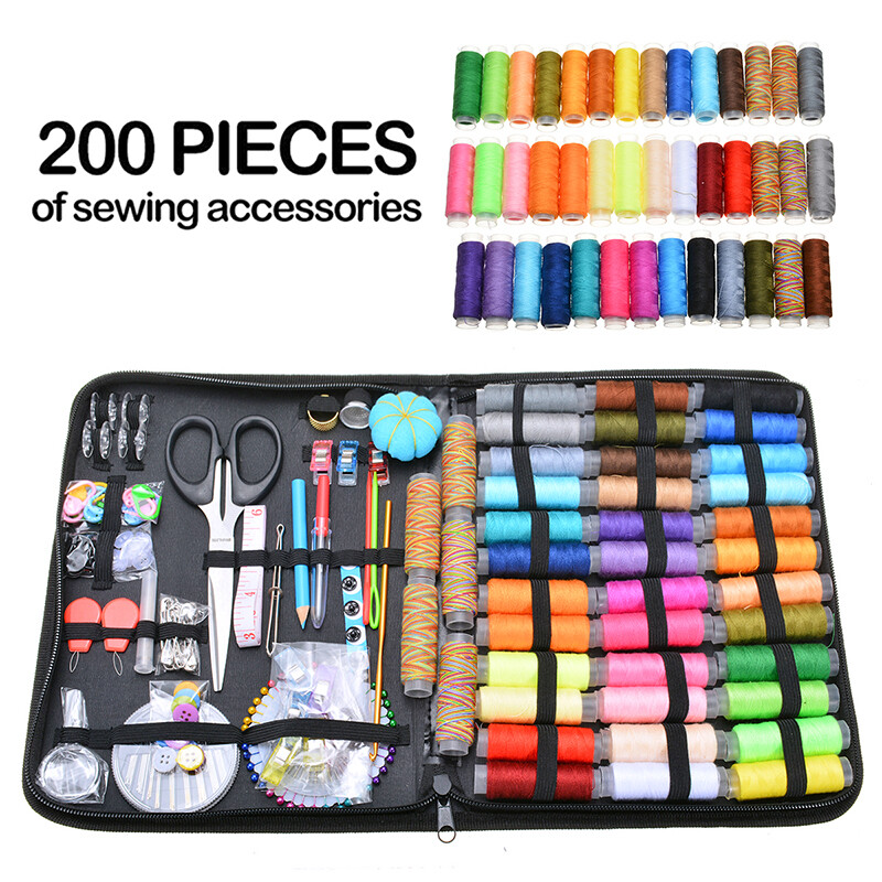 BOKALI 200pcs New Sewing Kit Sewing Accessories Sewing Thread Sewing Needles Tool Kit
