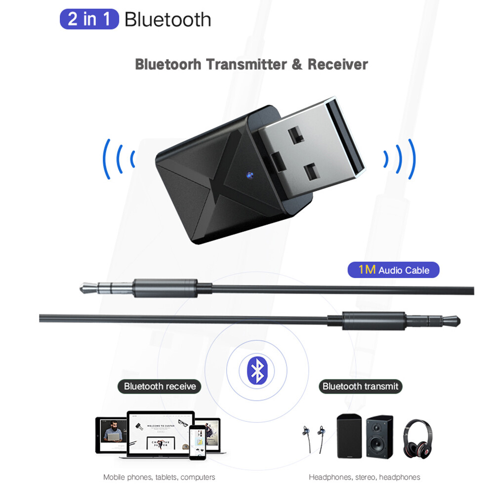 Bộ Thu Phát Âm Thanh USB Bluetooth 5.0 Bộ Chuyển Đổi Âm Thanh Nổi Bluetooth Không Dây Giắc Cắm AUX 3.5Mm Cho Gia Đình T V PC Loa Tai Nghe Xe Hơi