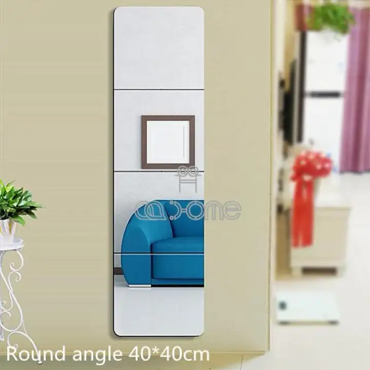 4pcs Square Mirror Sticker Full Mirrors Frameless Combination Sticker Full Mirrors Frameless