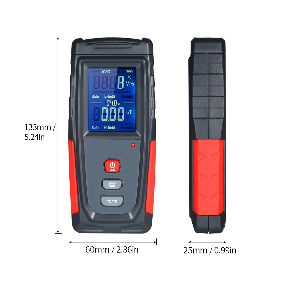 Máy Kiểm Tra EMF LCD Kỹ Thuật Số Mini Cầm Tay Độ Chính Xác Cao, Máy Đo Phát Hiện Bức Xạ Trường Điện Từ Bộ Đếm Kiểm Tra Dosimeter