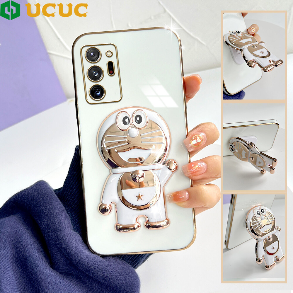 (Dor-aemon Folding Bracket）UCUC Casing For Samsung Galaxy Note20 Ultra Samsung Note20 Samsung Galaxy S10 Plus Samsungs10+ Case For Girls Shockproof Luxury Plating Soft Phone Case Cats Phone Shell