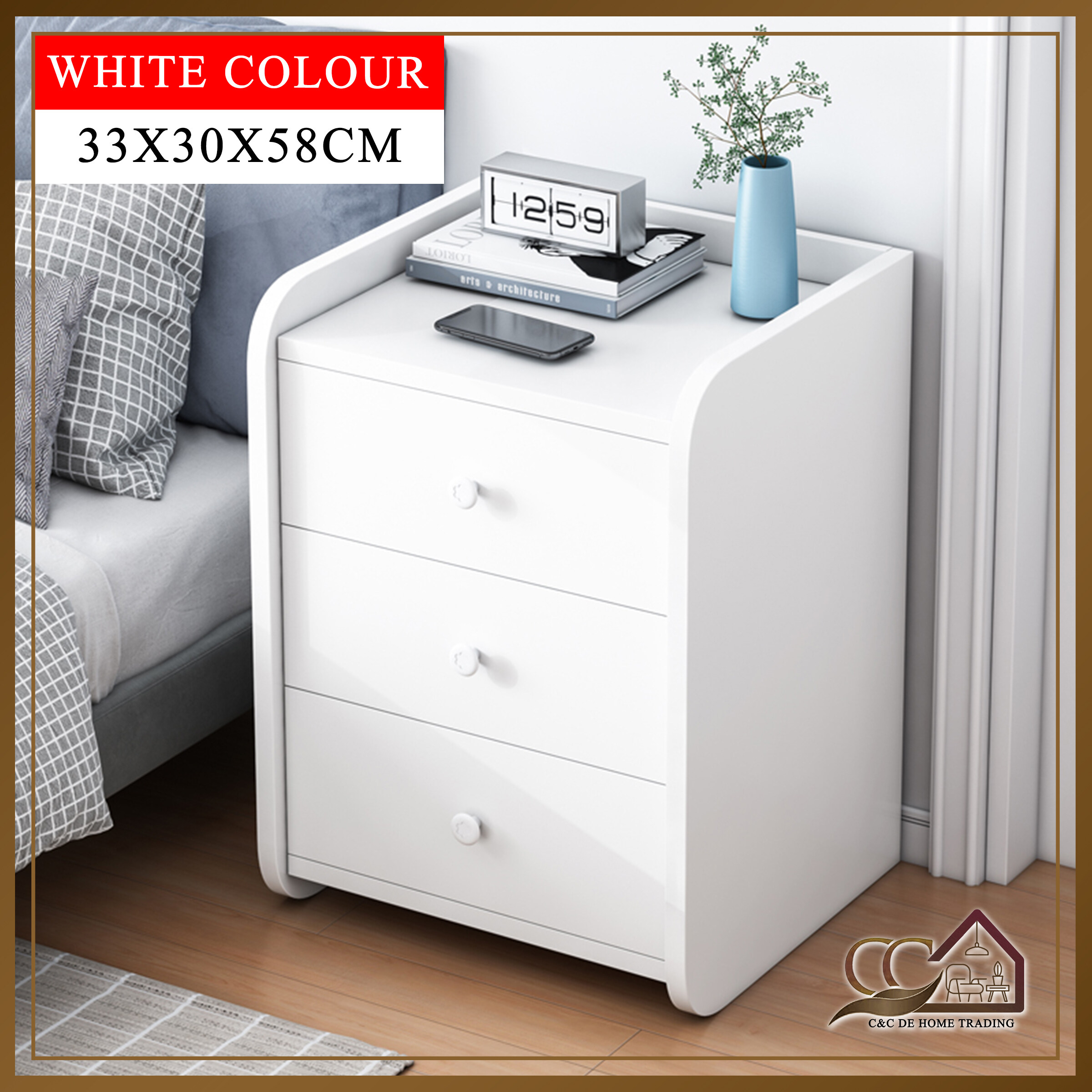 Modern Storage Cabinet With Drawer Bed Side Coffee Tea Table Apartment