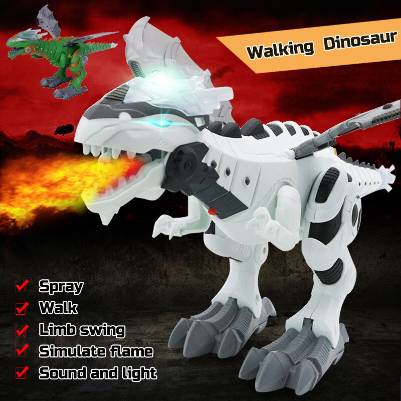 Walking Dragon ของเล่นเด็กไดโนเสาร์ใช้ถ่าน AA เดินไฟฟ้าพ่นไฟได้สีสวยเด็ก ๆ ชอบค่ะราคาถูก