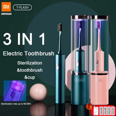 Xiaomi Original Tflash Sonic Electric Toothbrush Automatic Uv Sterilization Ipx7 Waterproof Rechargeable Soft Sound Wave Vibration Teeth Brush