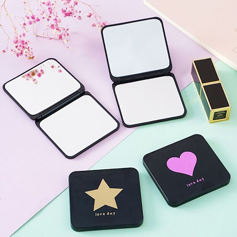 caomangjiuk Foldable Makeup Mirror Mini Square Makeup Vanity Mirror Portable Hand Mirrors Double-sided Compact Pocket Cosmetic Mirror