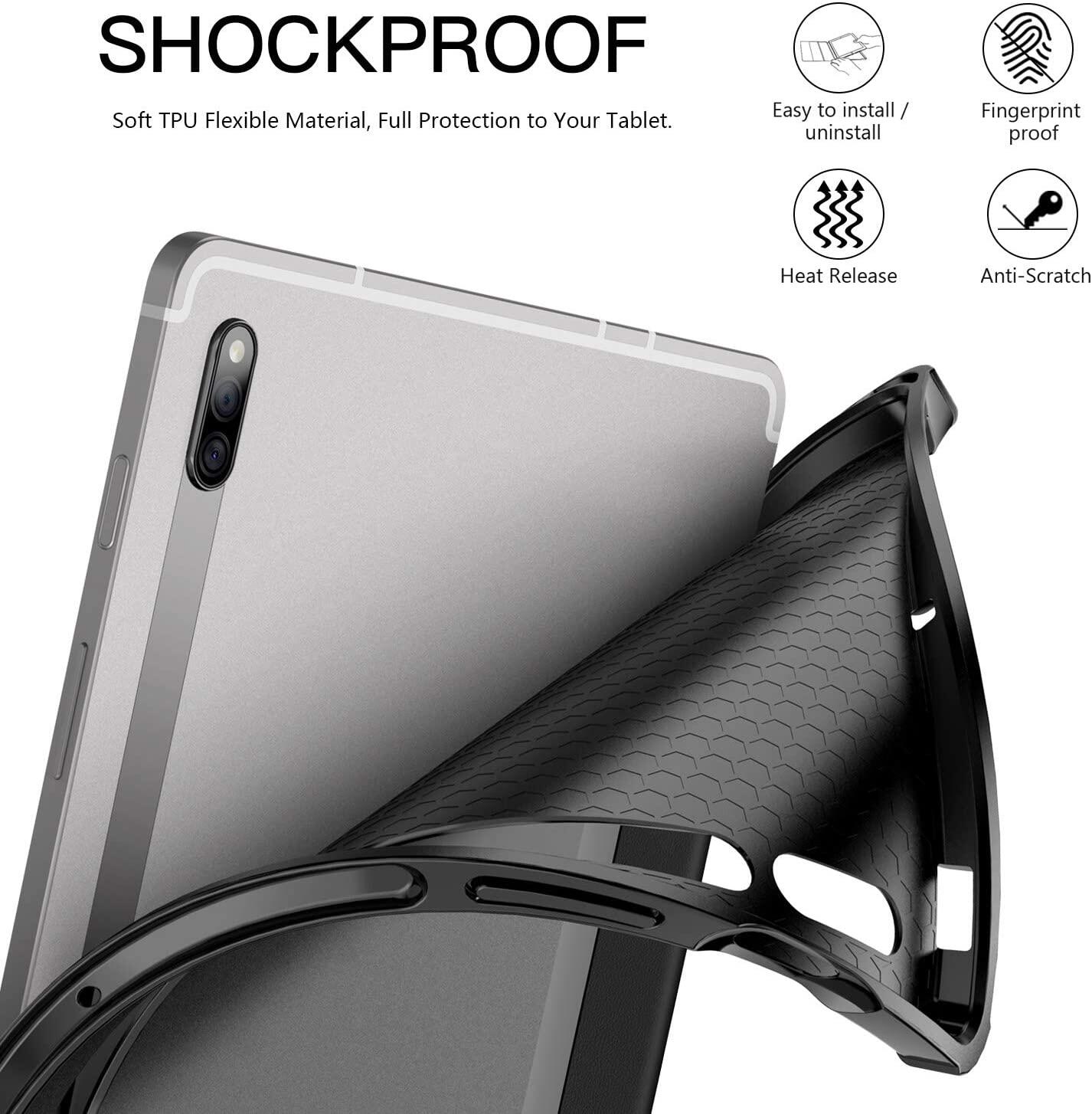 Trường hợp cho Samsung Galaxy Tab S10 cộng với 12.4 2024, nhẹ tri-gấp Trường hợp với kẹp giữ bút, ngủ tự động che Ốp lưng TPU mềm/Vỏ thông minh đánh thức cho Samsung Galaxy Tab S9 Plus/Tab S9 FE Plus/Tab S8 Plus/S7 FE/Tab S7 Plus 12.4 inch