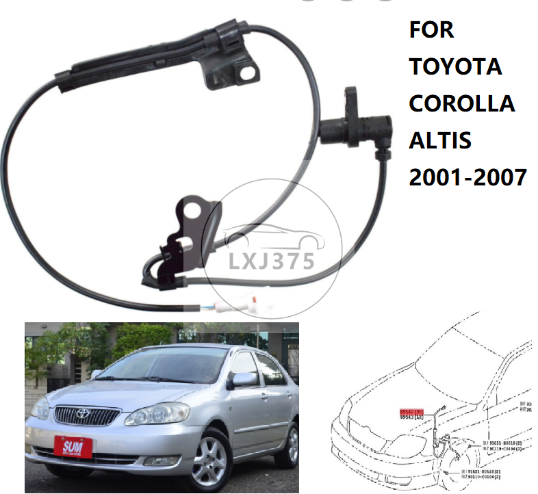 1pcs car left right abs wheel speed sensor for toyota corolla altis 2001 2002 2003 2004 2005 2006 2007