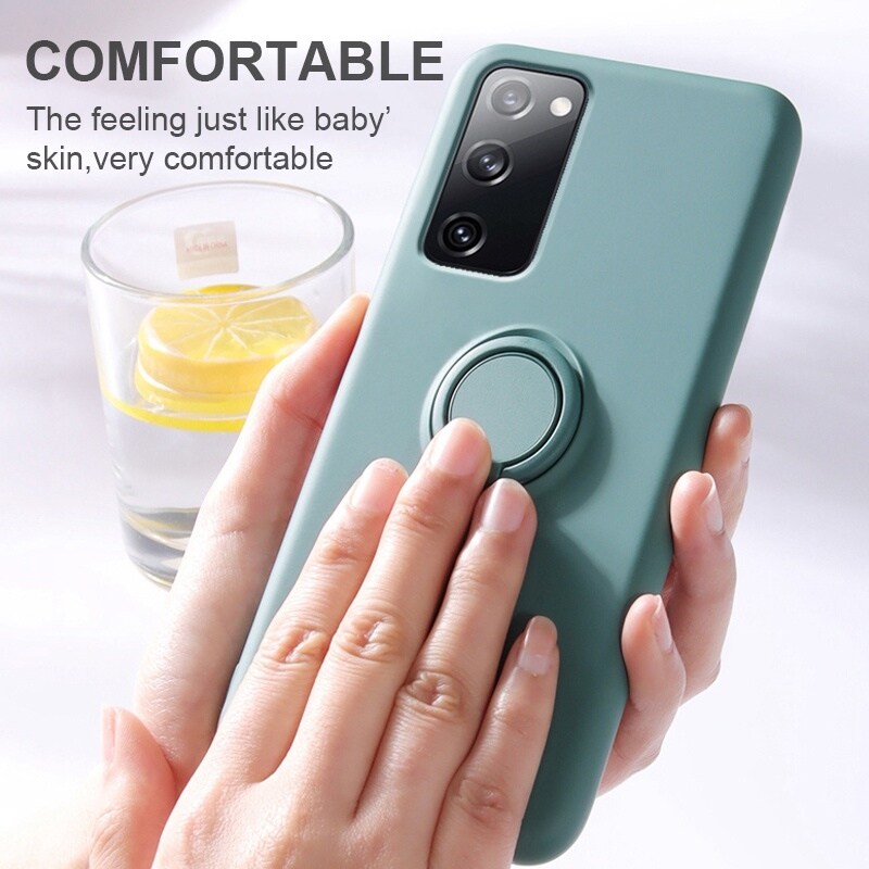 【Ready Stock】 Samsung Galaxy Note20 Note 20 10 Ultra Note10 Lite Plus Casing Ring Holder Stand Phone Case Soft Liquid Silicon Cover