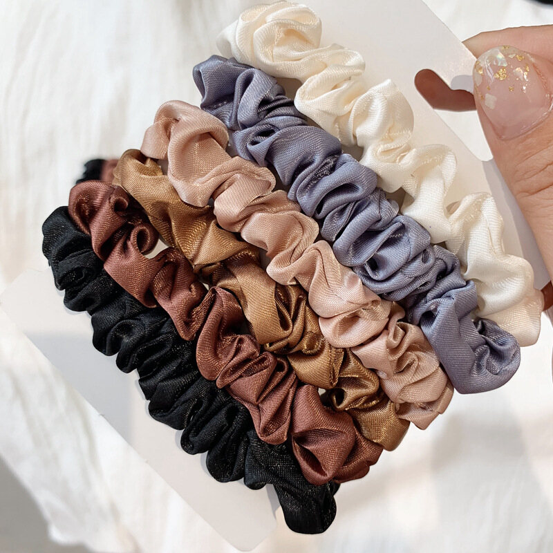 [Cutewomen2020] 6PCS / SET ELASTIC Hair Bands Silk Satin Scrunchie INEXPENSIVE Hair Ties Ponytail Holder Ropes