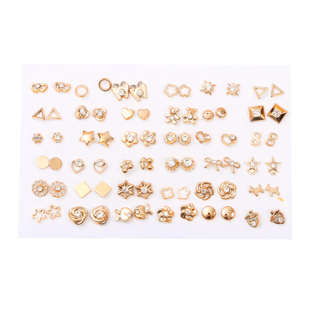 36 Pairs Gold Silver Metal Earrings Mixed Styles Rhinestone Flower Geometric Stud Earring Set For Women Girl Jewelry
