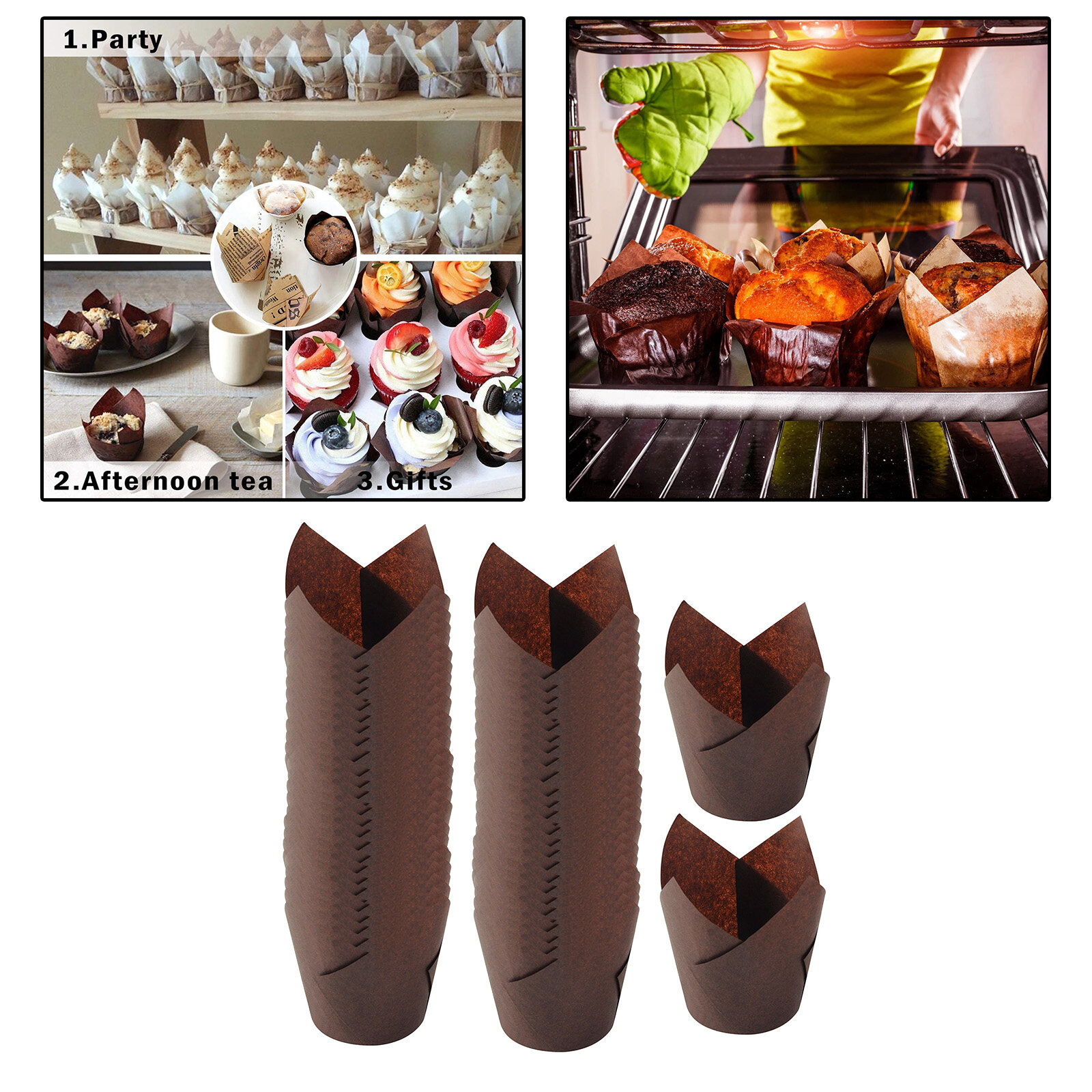 Homyl 50x Cupcake Bake ที่รองมัฟฟินห่อถ้วยช็อกโกแลตผู้ถือ