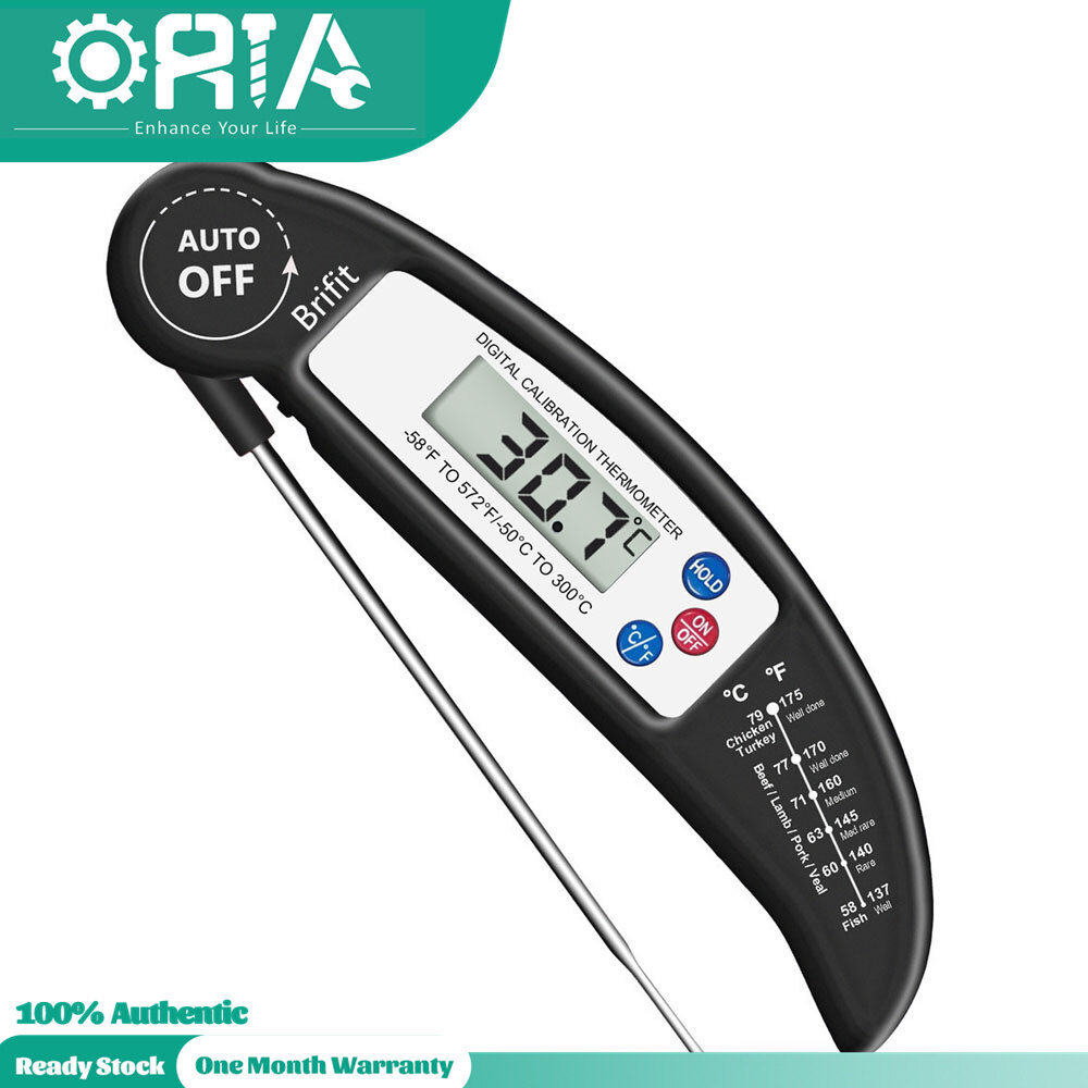 ORIA Digital Meat Thermometer, Instant Read Cooking Thermometer, Electronic Meat Thermometer With Probe for Kitchen, BBQ, Poultry, Grill Food & Candy- Fordable, Fast & Auto On/Off