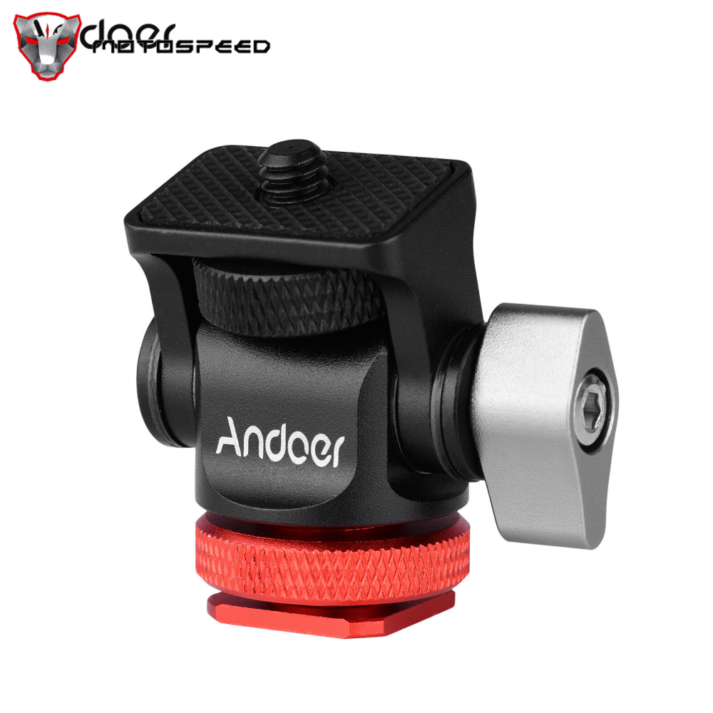 Andoer Mini Monitor Mount Tripod Head Cold Shoe Adapter Aluminum Alloy 1/4 Inch Screw for Mounting Camera Monitor Flash Microphone LED Fill Light