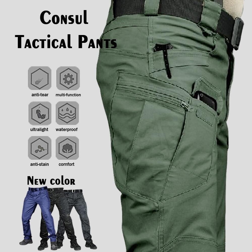 Mens Camouflage Cargo Pants Elastic Multiple Pocket Military Male