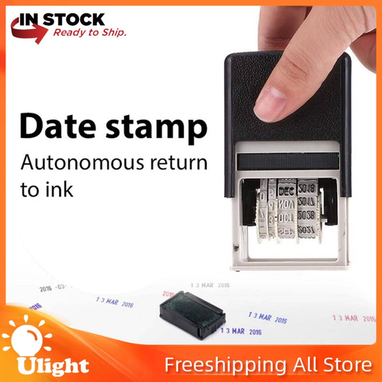 Ulight Self Inking Date Stamp Adjustable Date Sign Stamps Stationery Print Stamp Rubber Stamp Date Stamper for Scrapbook Stamping Hand Account