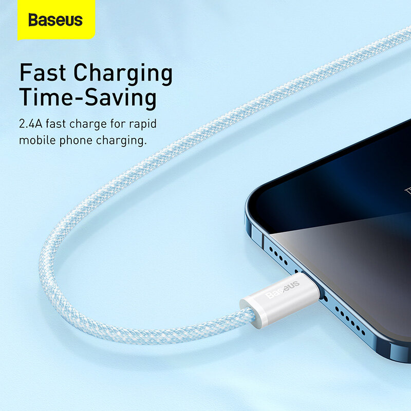 Baseus Cáp USB Nhiều Màu 2,4 A Cho iPhone 13 Pro Max Cáp Sạc Nhanh Cho iPhone 12 11 X XR Cáp USB Type C Dữ Liệu