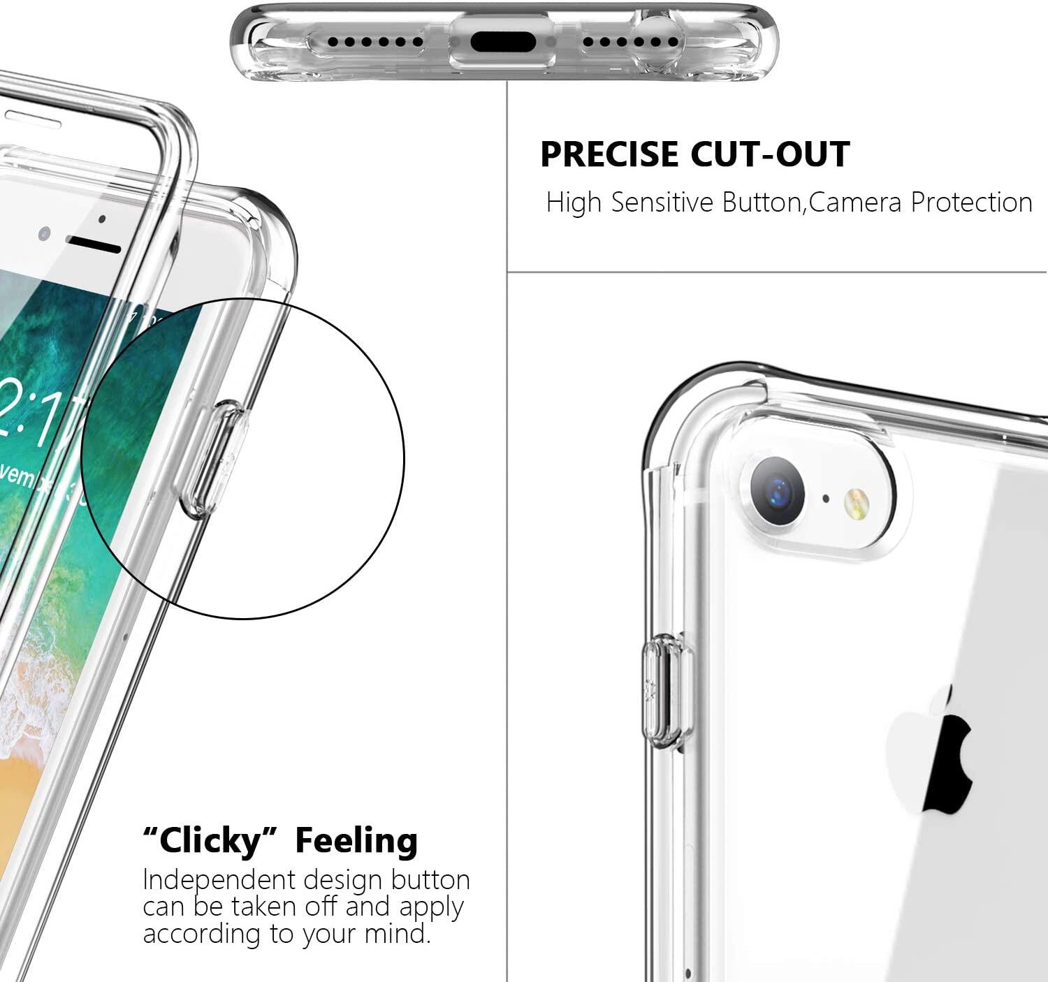 Ốp Bảo Vệ Màn Hình Cho iPhone SE 2020 / iPhone SE2 Ốp Trong Suốt 360 Độ [Trong Suốt] Ốp Bảo Vệ Toàn Bộ Mặt Trước Và Mặt Sau Bằng Silicon Và Nhựa Siêu Mỏng