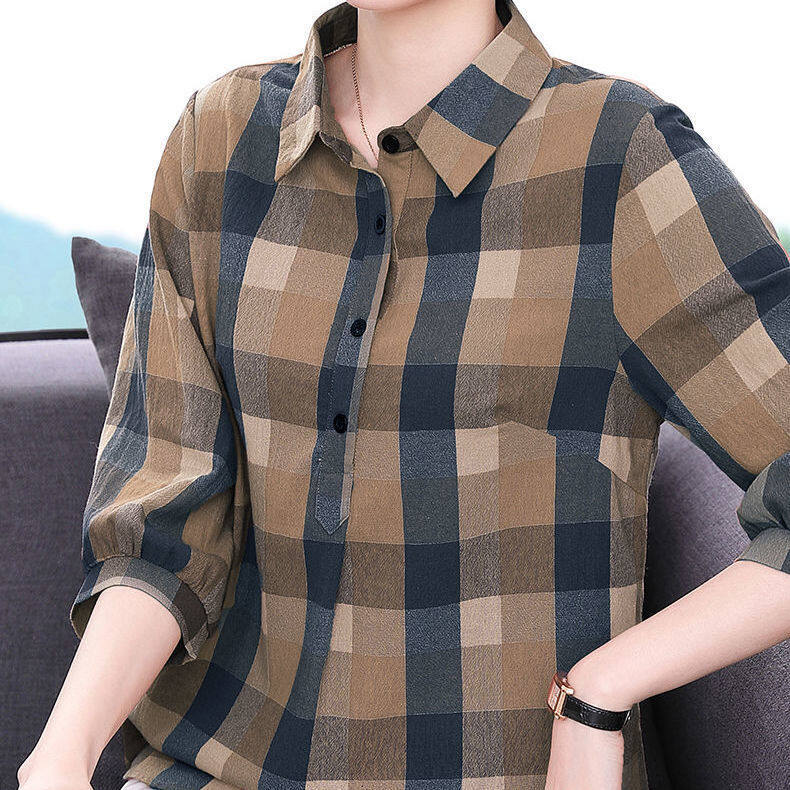 khaki check shirt womens