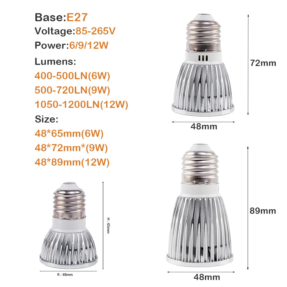 Led spot light 6w 9w 12w cob e27 e14 gu10 85-265v led sportlight mr16 dc 12v lamp high power bulb cob spot lights for home