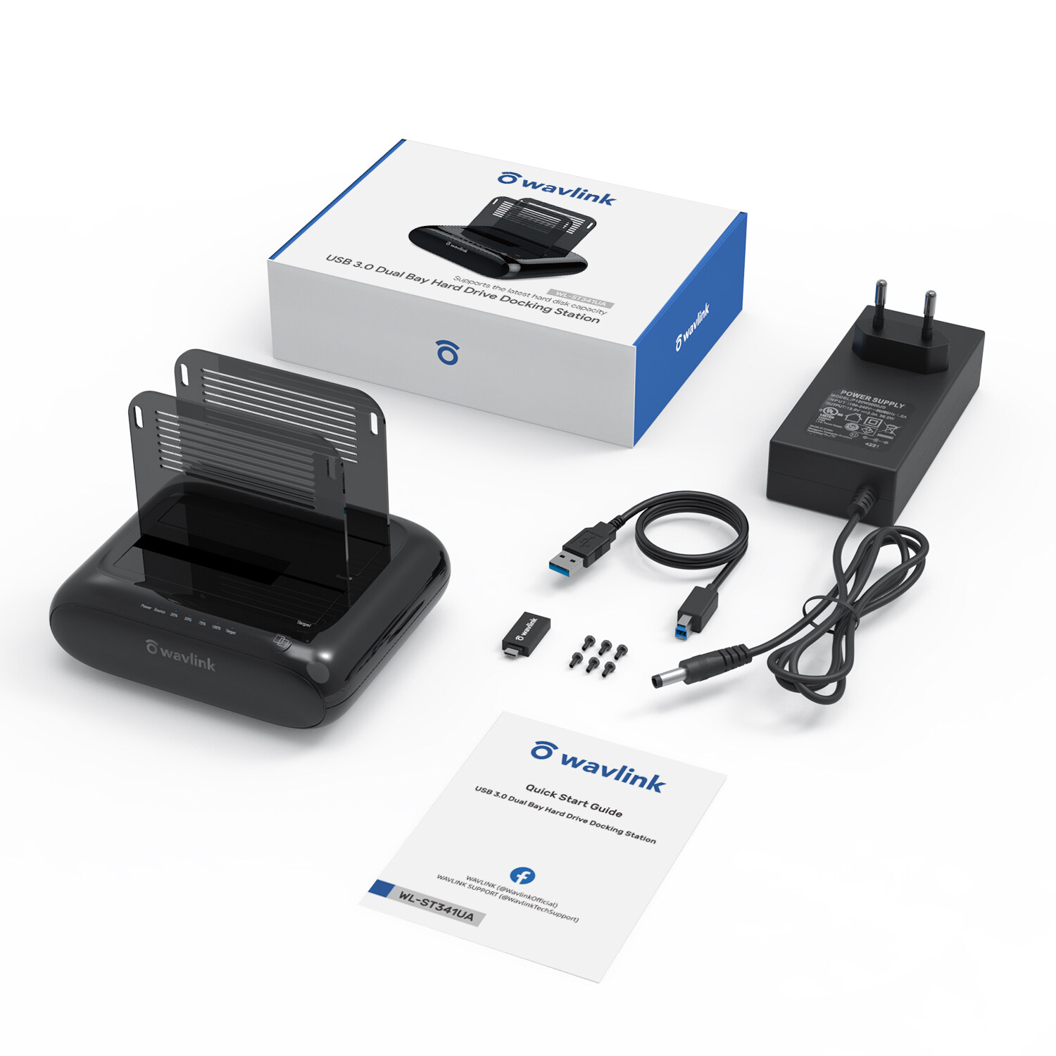 Wavlink Dual Slot External HDD Docking Station Easy Access USB to SATA  I/II/III for or HDD with Offline Cloning SSD Support UASP SATA