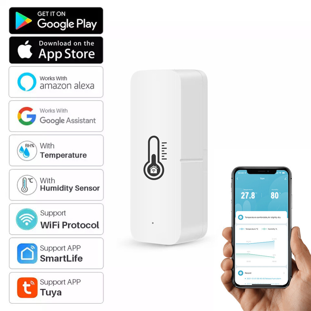 EL style Wifi Temperature Humidity Sensor Detector Wifi Tuya Smart Temperature and Humidity Sensor with Buzzer Alarm Nov