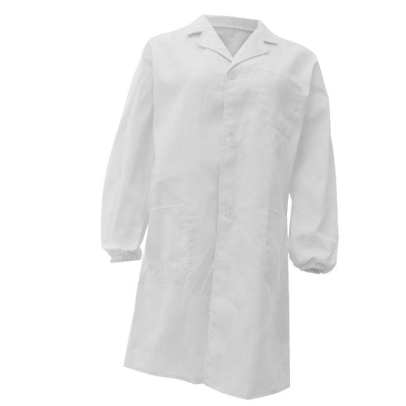 Fenteer Unisex Long Sleeve White Scrubs Lab Coat Medical Doctor Uniform
