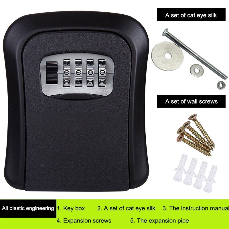 Wall Mount Key Safe Box Numbering Lock Key Storage Lock Box 4 Digits