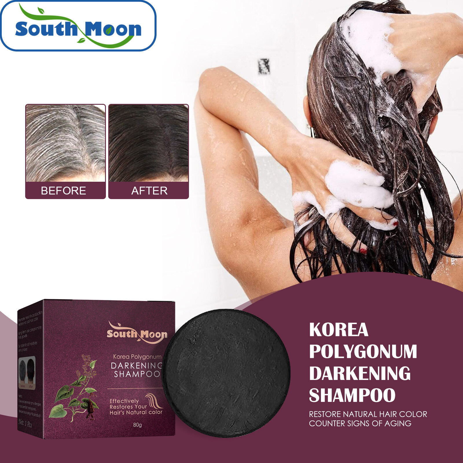 South Moon Polygonum Darkening Shampoo Soap Hair Shampoo Polygonum Essence Hair Darkening Shampoo Soap Natural Organic Hair Shampoo Gray Hair Reverse Hair Cleansing Hair Darkening Shampoo Soap Solid Shampoo Polygonum Shampoo Polygonum Shampoo Bar Hair