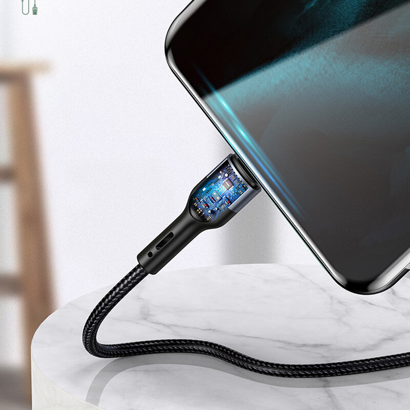 USAMS Lightning Charge Cable Aluminum Alloy Braided Cable Lightning For iPhone 6/7/8 iPhone 11 iPhone XS iPhone 12 13 14 pro max Charging Cable