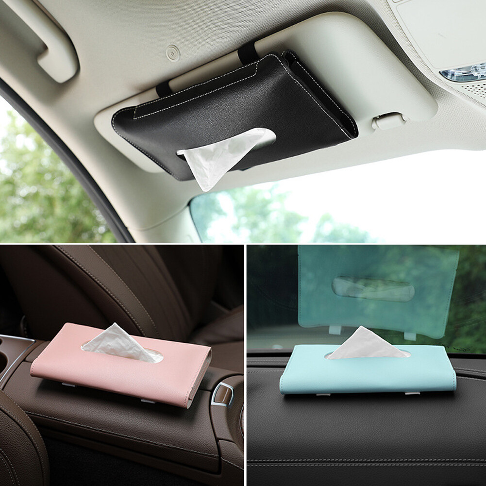 RacingCar PU Car Interior Tissue Box Towel Sun Visor Tissue Box Holder Auto Storage Decoration Accessories