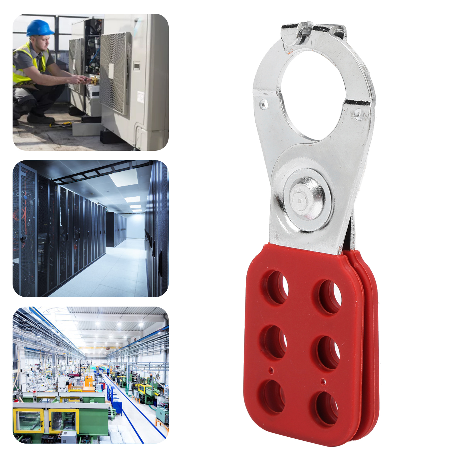 Lockout Hasp Insulated Lock Hasp 6 Hole Steel Sturdy for Maintenance Person