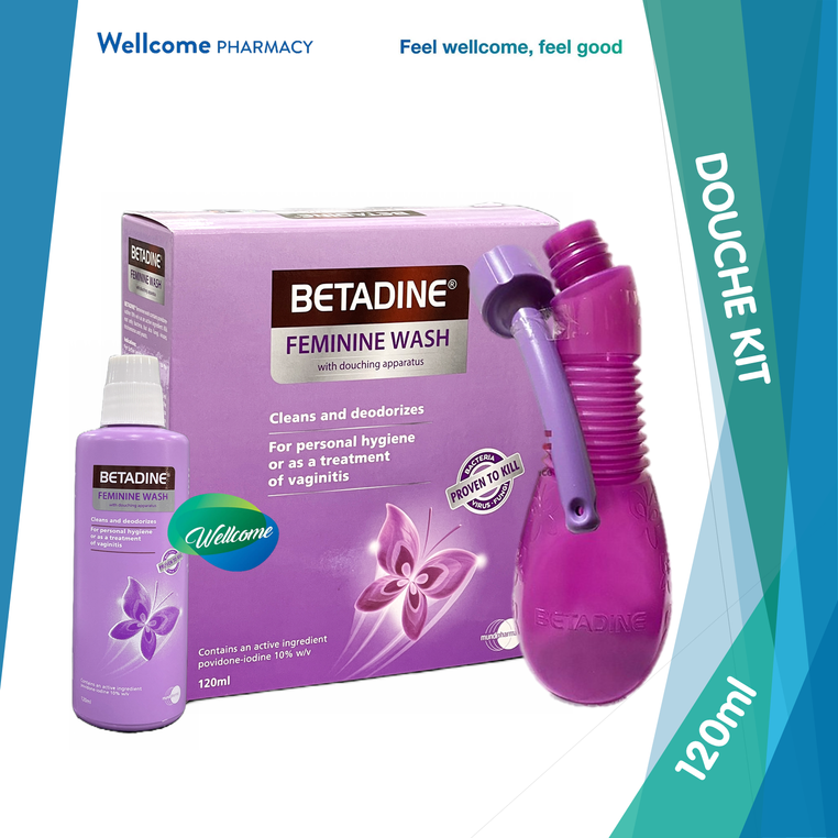 Betadine Feminine Wash with Douching Apparatus 120ml Kit Lazada