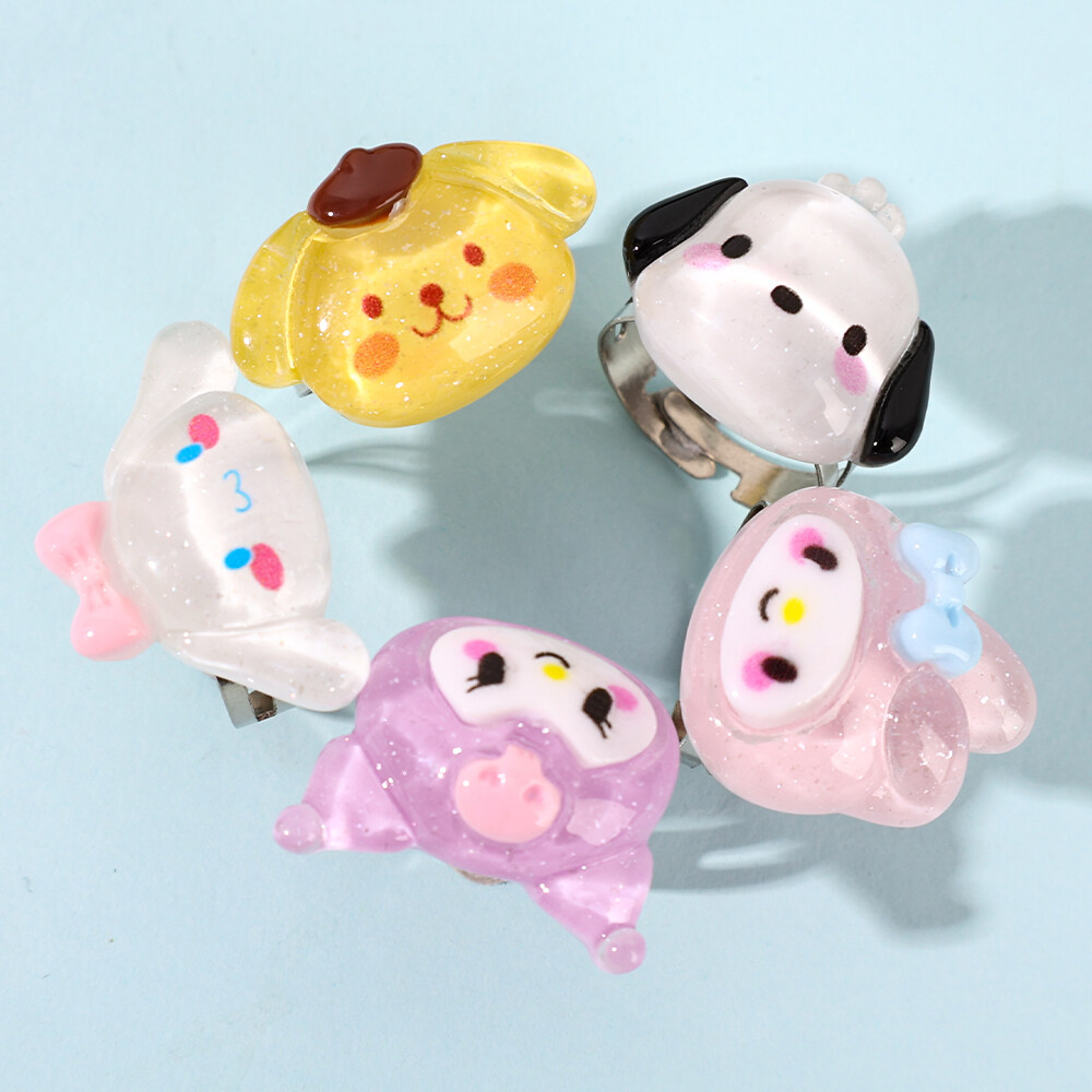 Nhẫn Đôi Nhẫn Đeo Tay Dòng Sanrio Flash Cinnamoroll Kuromi Anime Trong Suốt Dễ Thương Hở Điều Chỉnh Được Hoạt Hình Dễ Thương