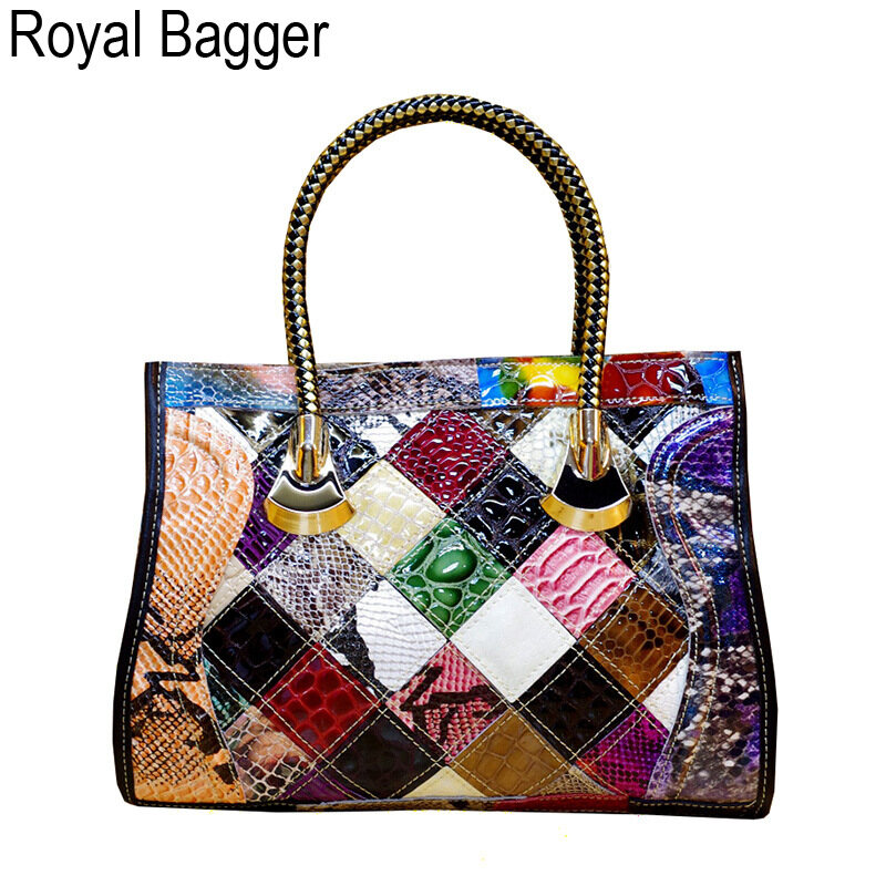 Royal Bagger Handbag For Women Girls Genuine Cow Leather Super Hot Fashion Shoulder Sling Bag Casual Office Party Top Handle Bags