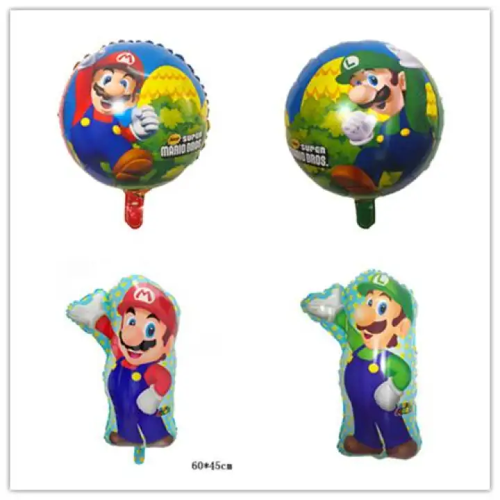 4 Pcs Super Mario Bros Balloons Birthday Party Mario Bros Helium