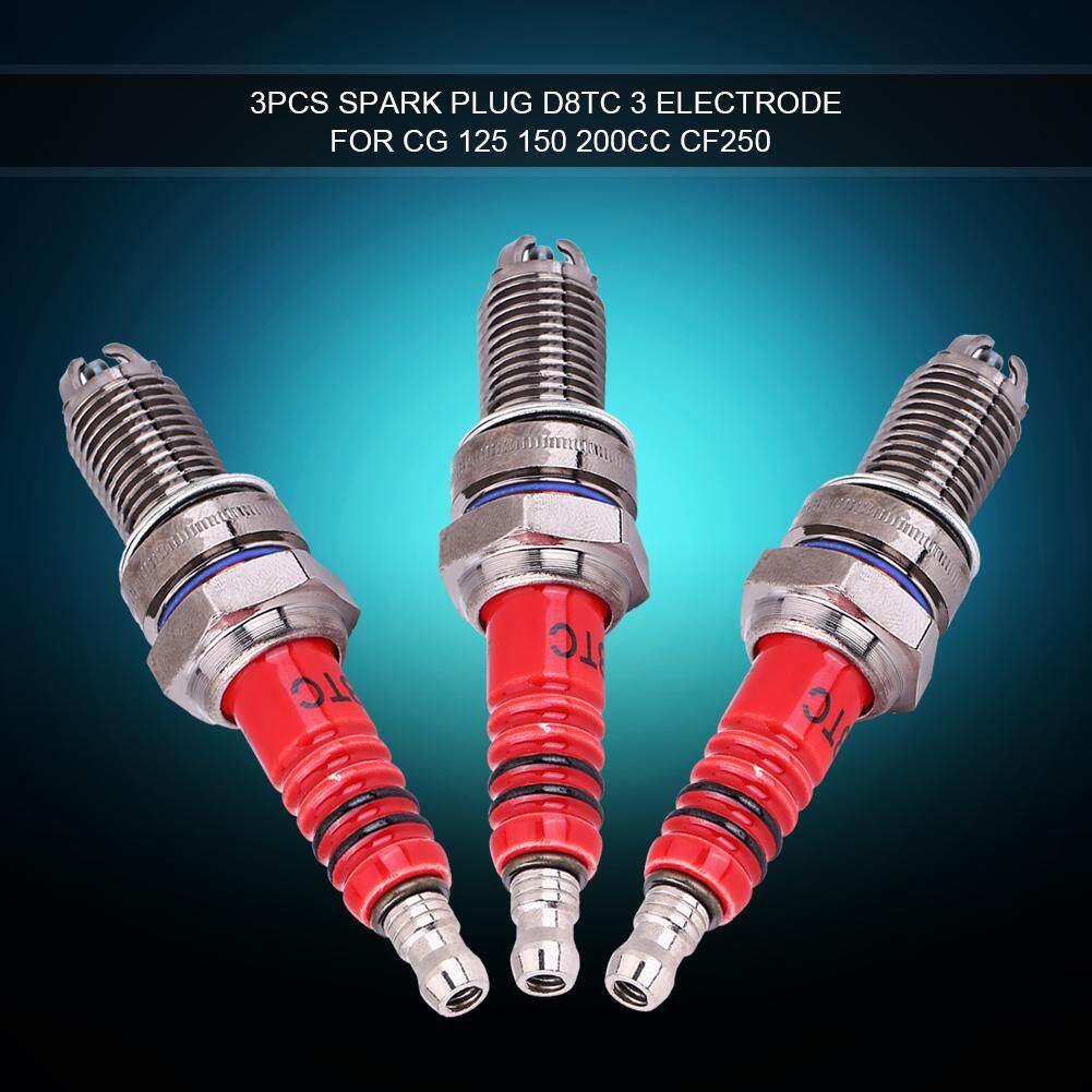 3 Pcs Busi D8TC 3 Elektroda untuk CG 125 150 200cc CF250 Motor Scooter ATV Quads