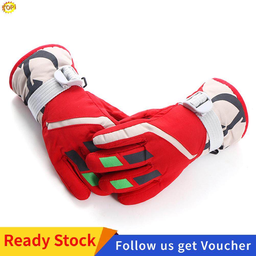 red ski gloves