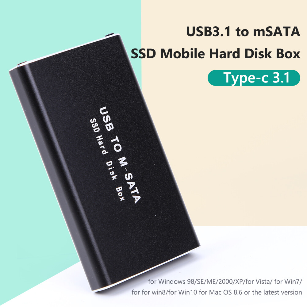 Mobile HDD Case mSATA to Type-C 3.1 Adapter Hard Drive Enclosure SSD Disk Box for Notebook