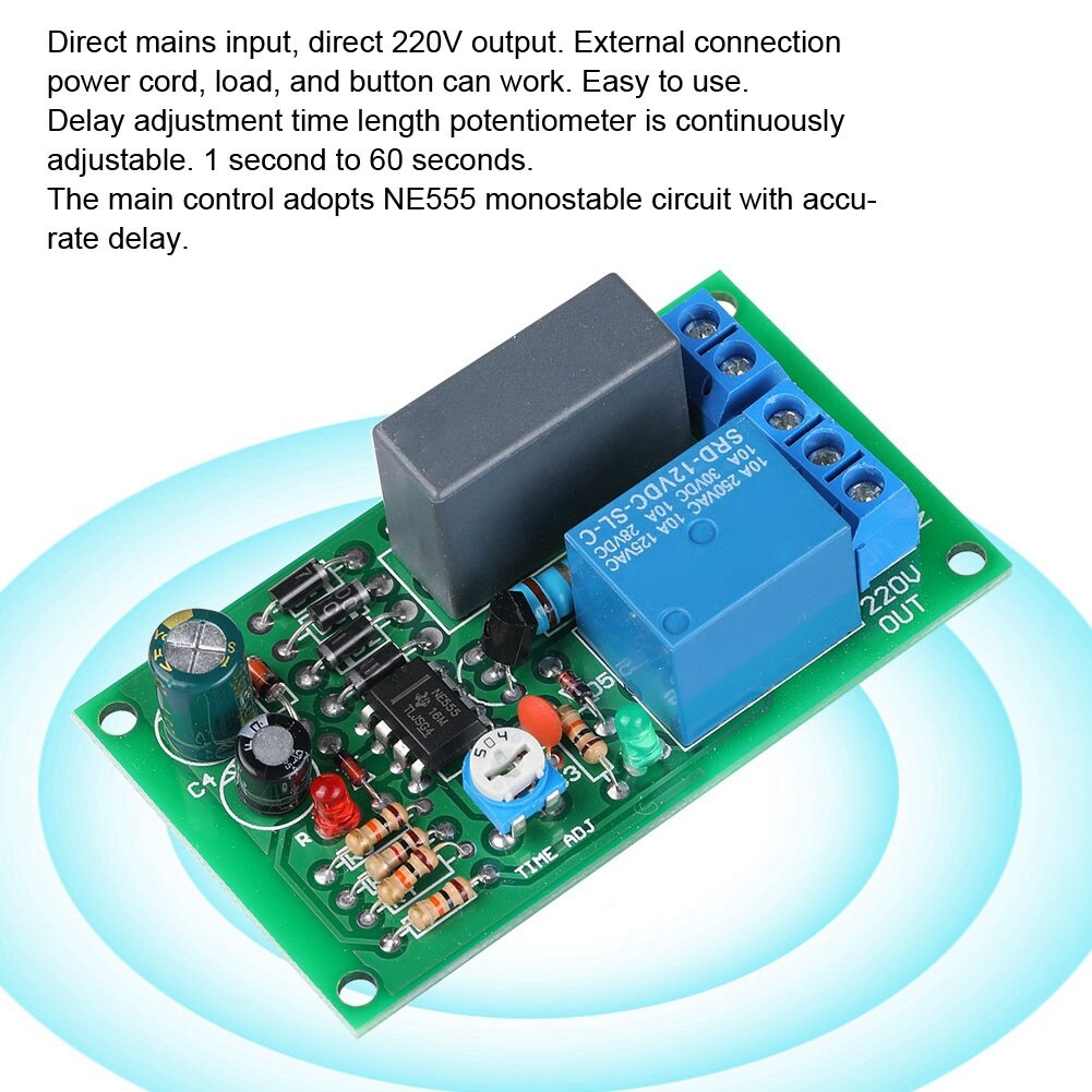 【khuyến mãi lớn】Bo Mạch Rơ Le 220V Mô Đun Công Tắc Trễ Rơ Le Hẹn Giờ, Mô-đun Công Tắc Tắt Độ Trễ Đầu Vào/Đầu Ra