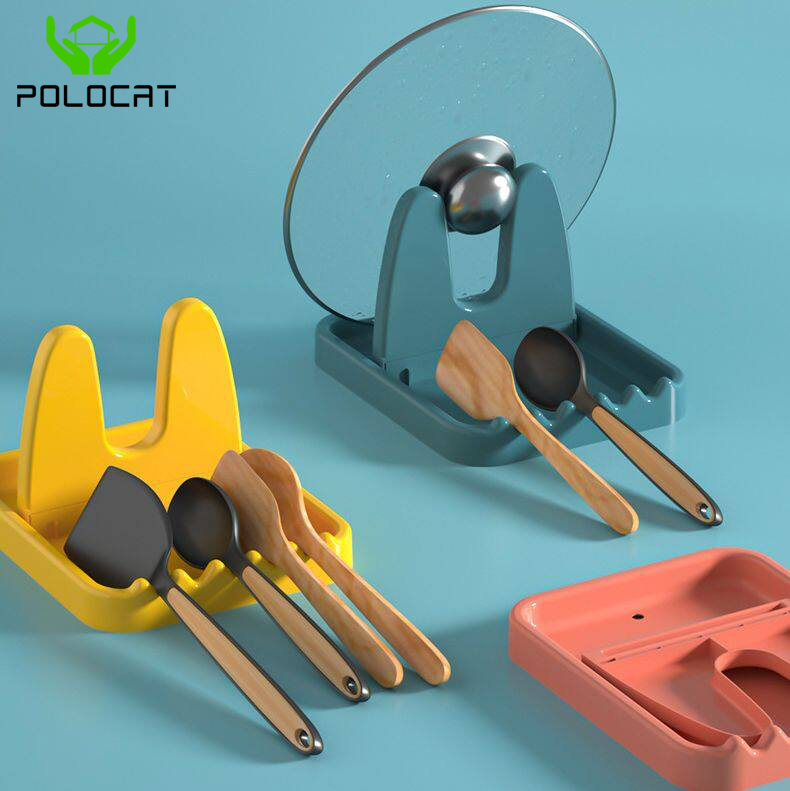 Polocat Household Vertical Foldable Lid Rack PP Desktop Multi-function Kitchen Rack Soup Spoon Spatula Storage Rack