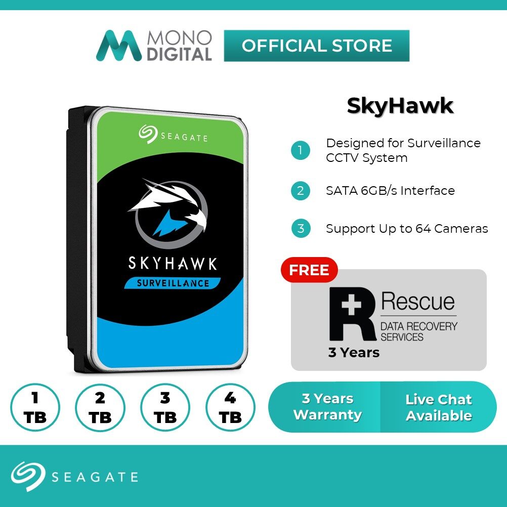 Seagate Skyhawk CCTV Hard Disk 8TB / 6TB / 4TB / 3TB / 2TB / 1TB